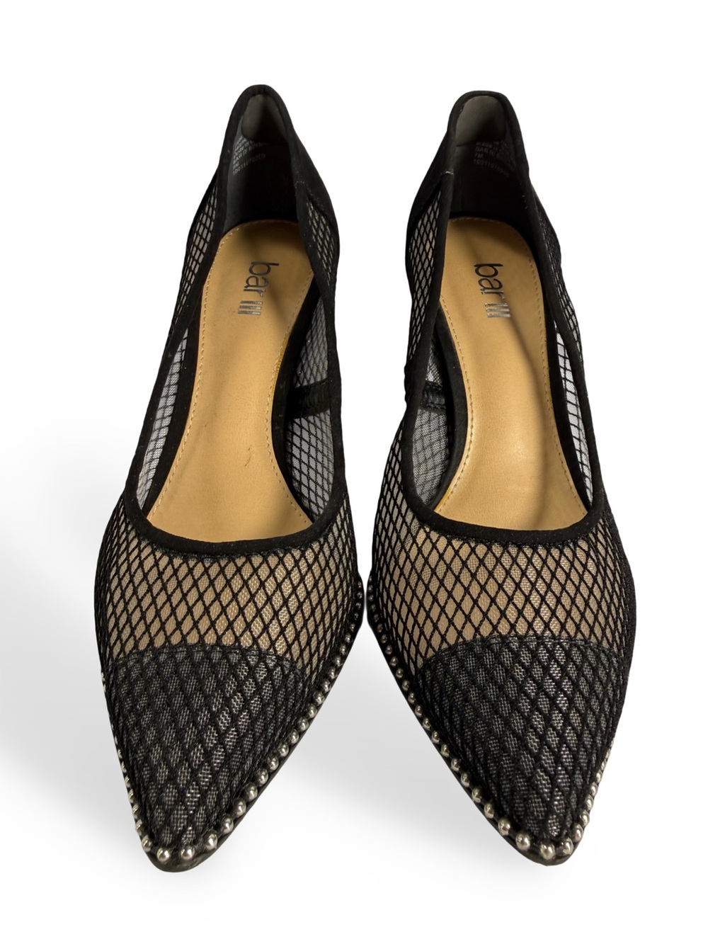 Bar III Black Mesh Pointed Flats with Studded Trim